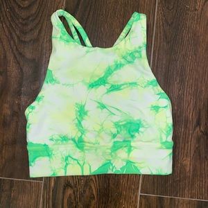 LULULEMON HIGH NECK ENERGY BRA GREEN SHIBORI